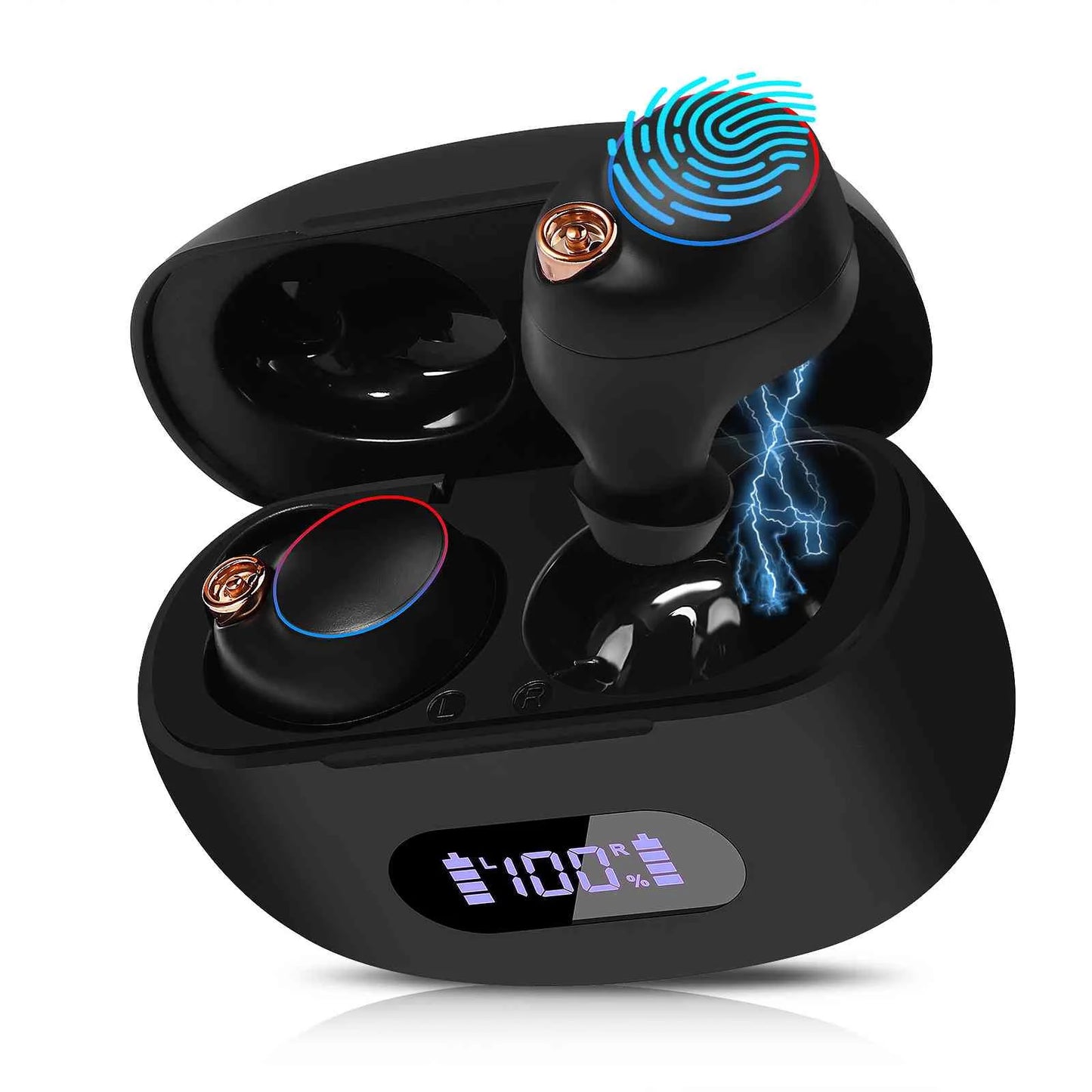 Urbanx true wireless bluetooth earbuds + charging case, black, dual connect, ipx5 water resistance, bluetooth 5.2 connection, balanced, bass boost compatible with amazon fire hd 8 plus (2020)