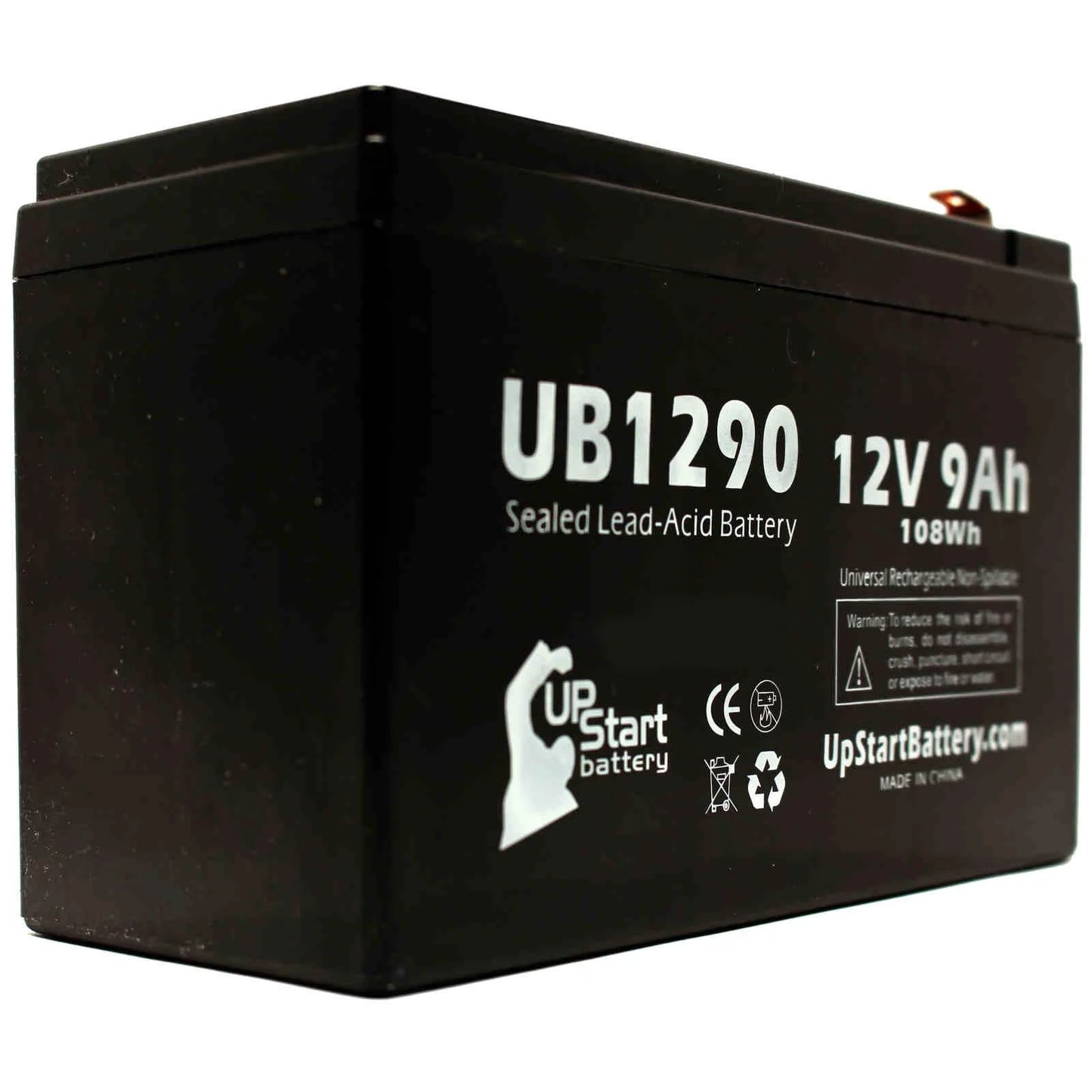 4x pack - compatible kontron 7640 microgas battery - replacement ub1290 universal sealed lead acid battery (12v, 9ah, 9000mah, f1 terminal, agm, sla) - includes 8 f1 to f2 terminal adapters