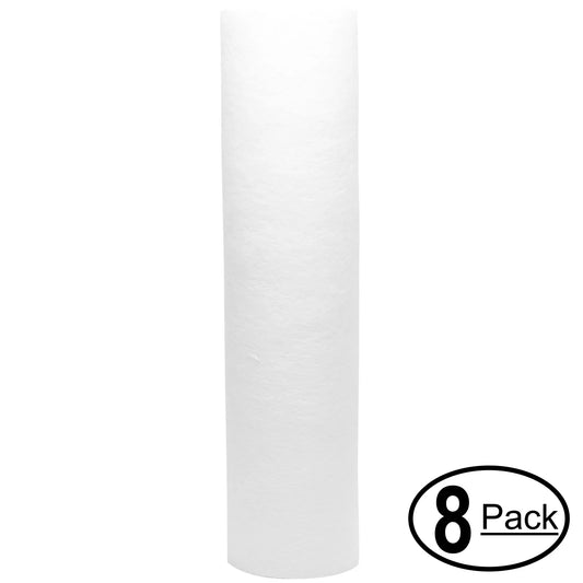 8-pack replacement for woder udf 2-stage polypropylene sediment filter - universal 10-inch 5-micron cartridge for woder udf 2-stage undercounter fluoride water filtration system - denali pure brand