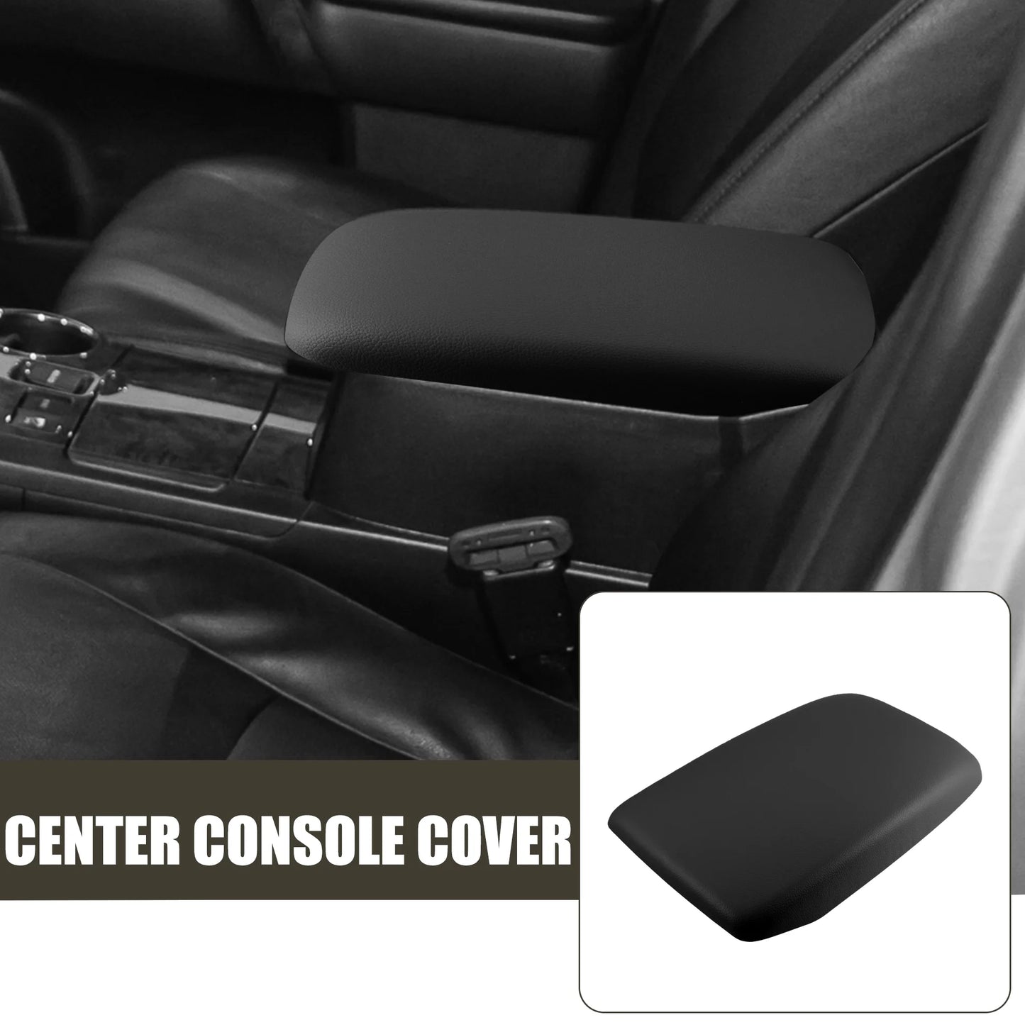 Car center console armrest seat box cover protector for toyota highlander 2009-2014 faux leather black