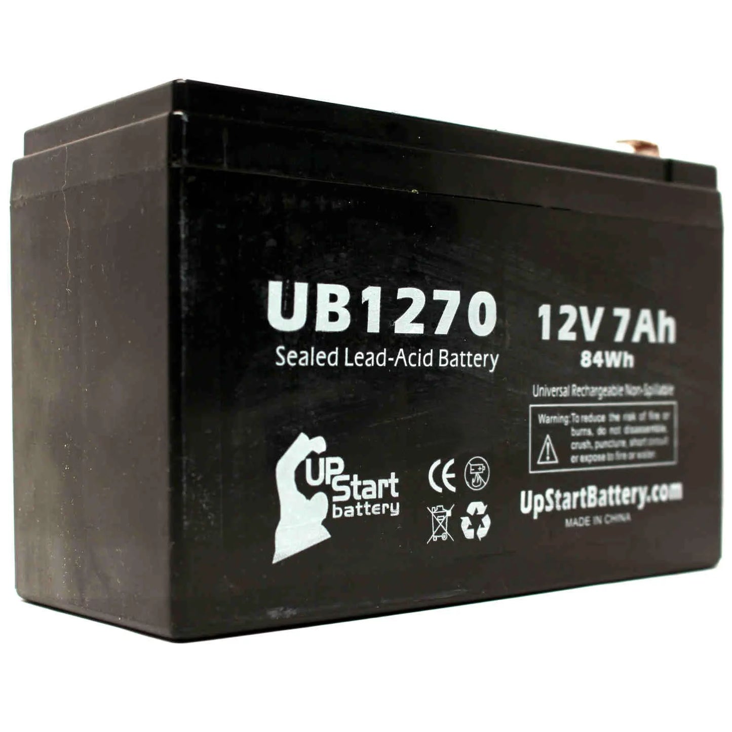 2x pack - compatible upsonic pcm200 battery - replacement ub1270 universal sealed lead acid battery (12v, 7ah, 7000mah, f1 terminal, agm, sla) - includes 4 f1 to f2 terminal adapters