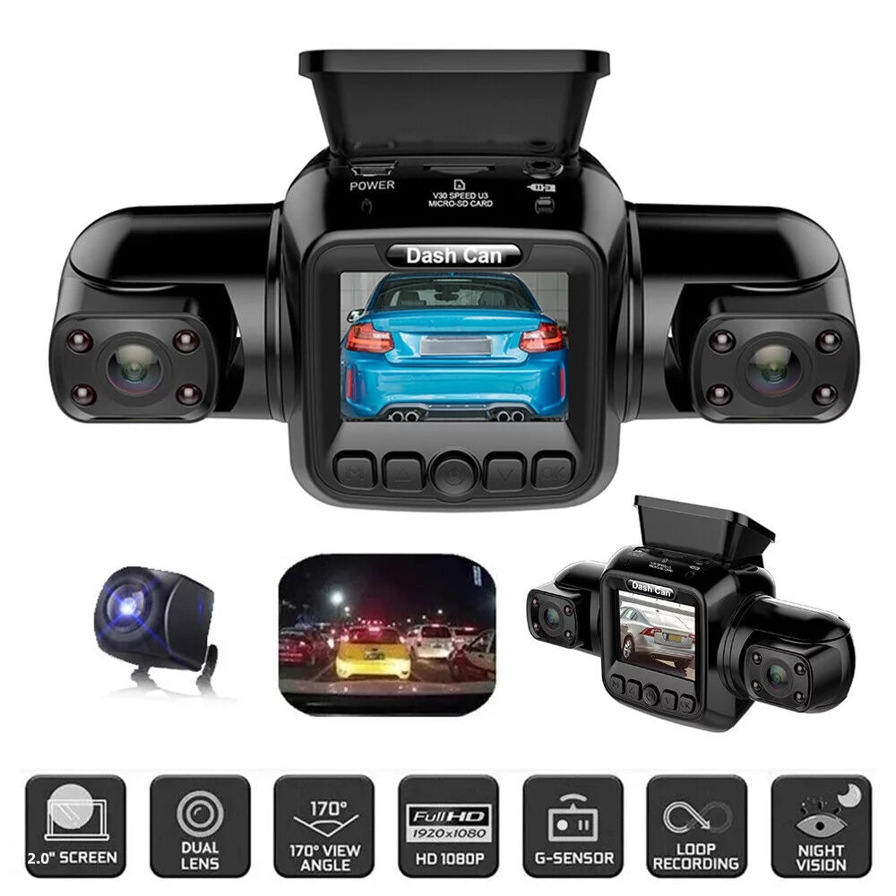 4 channel dash cam front, left, right and rear, front and rear inside, 360°panoramic driving recorder hd car cameras night vision