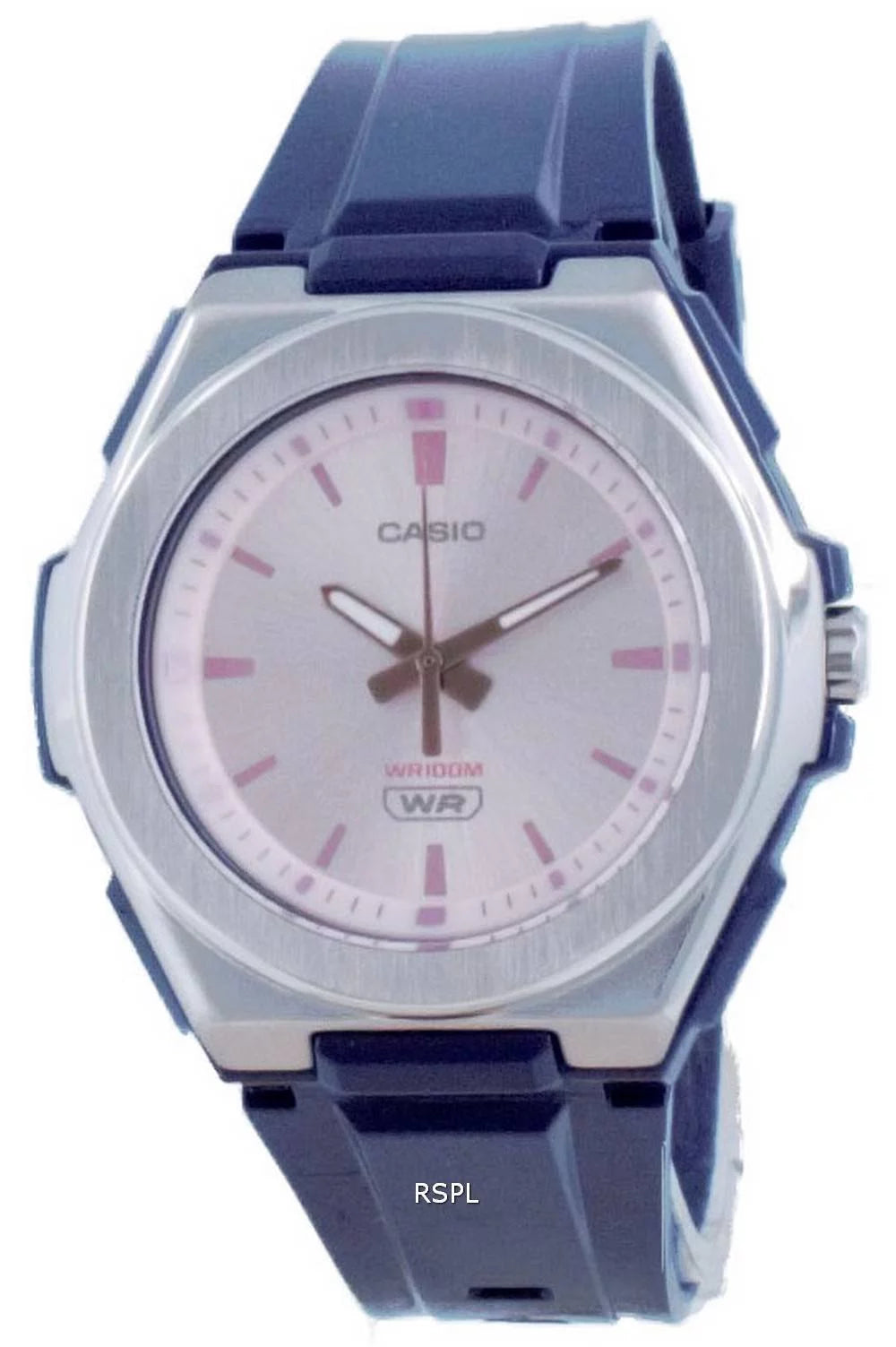 Casio female adult's analog quartz 100m pink dial blue resin watch lwa300h-2ev