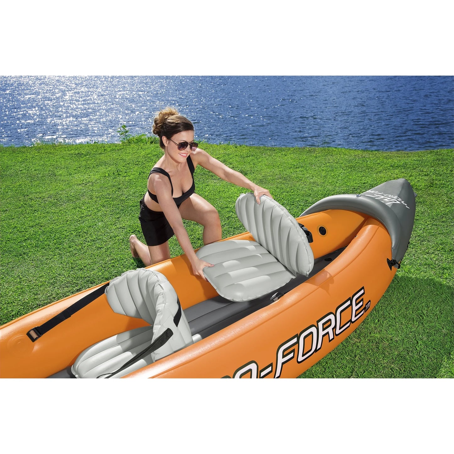 Bestway 126 x 35 inch lite-rapid x2 inflatable kayak float w/oars (2 pack)