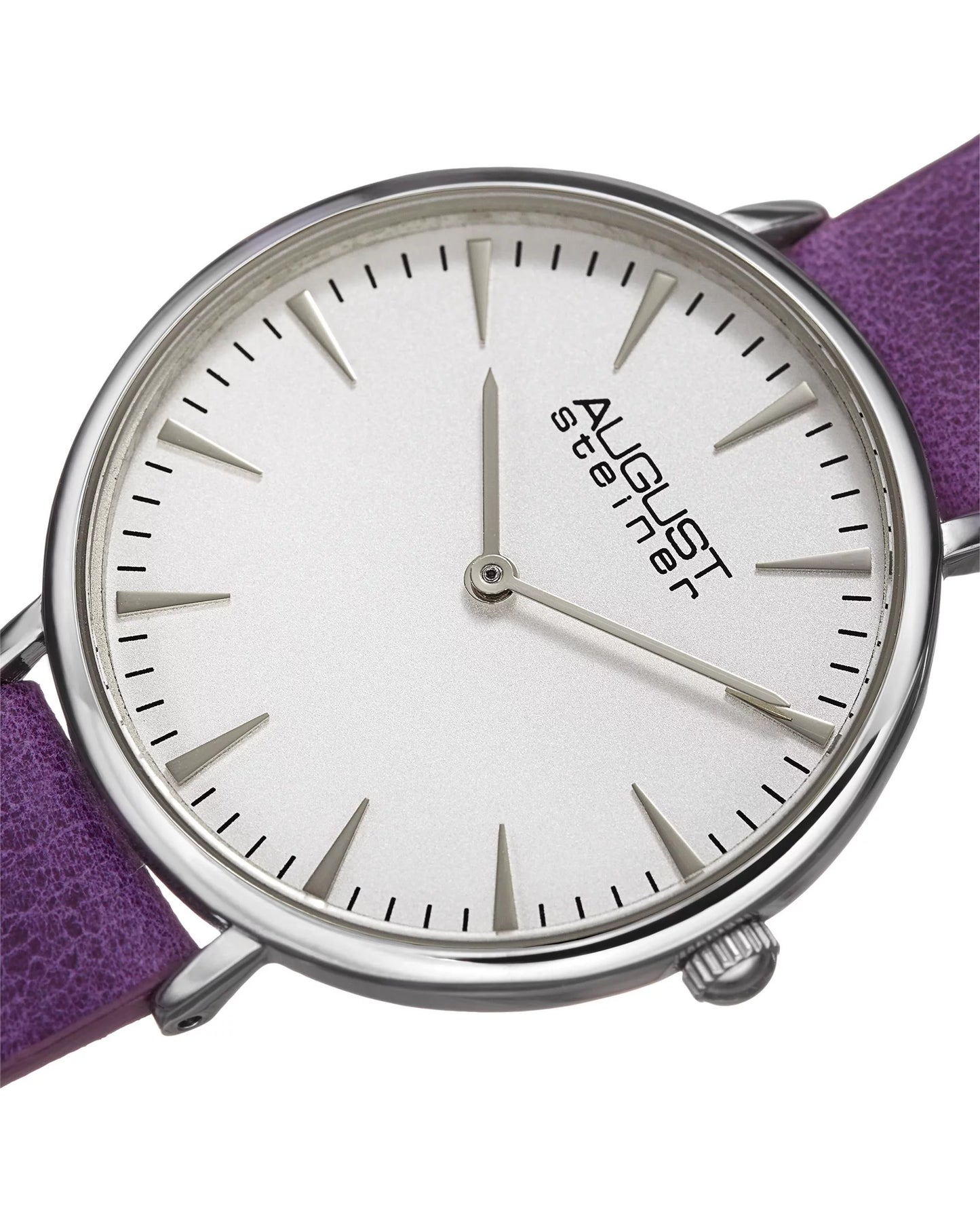 Women's as8187 silver-tone watch with purple leather band