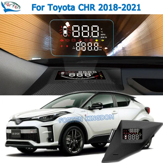 Car electronic hud head up display speedometer projector for toyota chr c-hr 2018-2021 safe driving screen airborne computer left hand drive