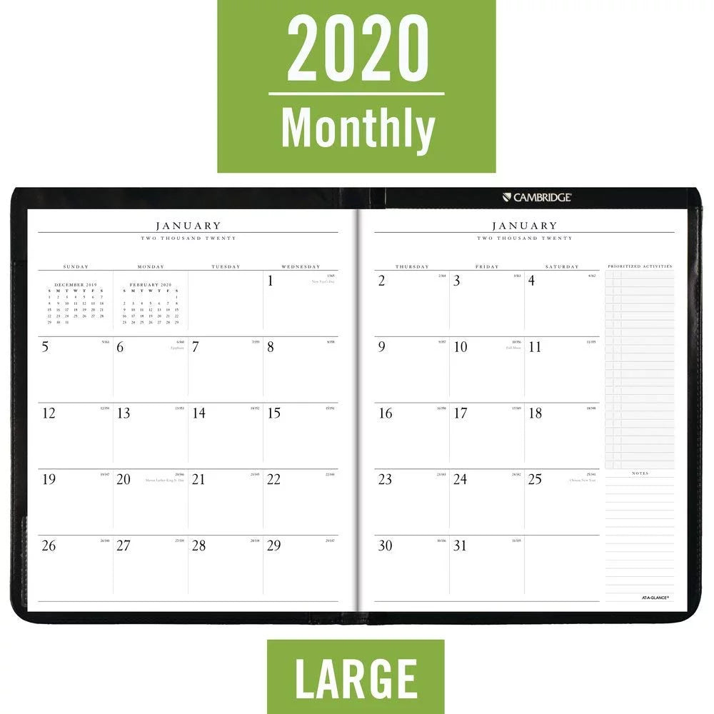 At-a-glance® executive 13-month monthly padfolio, 9" x 11", black, january 2020 to january 2021