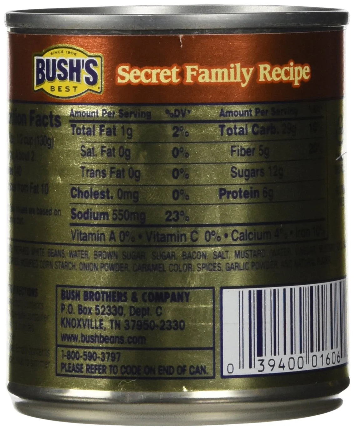 Bush,s best baked beans original seasoned with bacon & brown sugar 8.3 oz (pack of 6)