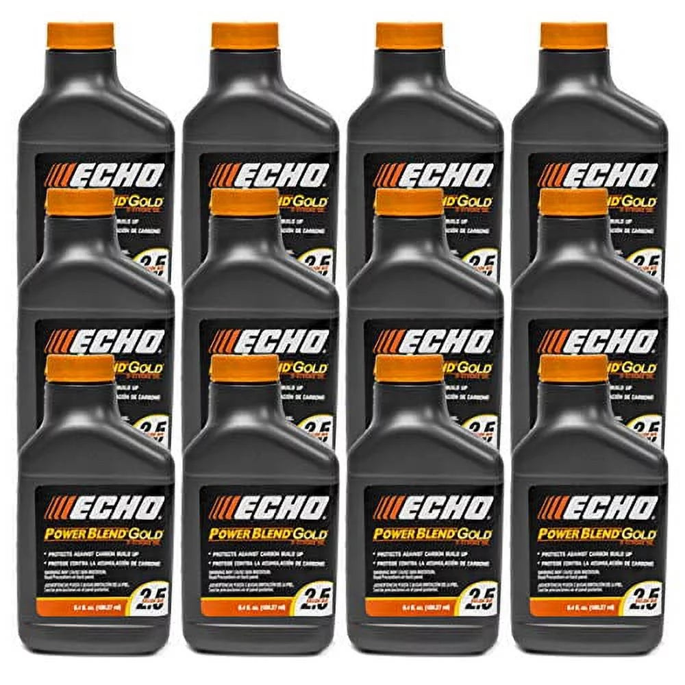 12 pack of echo powerblend gold 2-stroke engine oil 6.4 oz bottle 50:1 mix for 2.5 gallons 6450025s-12pk