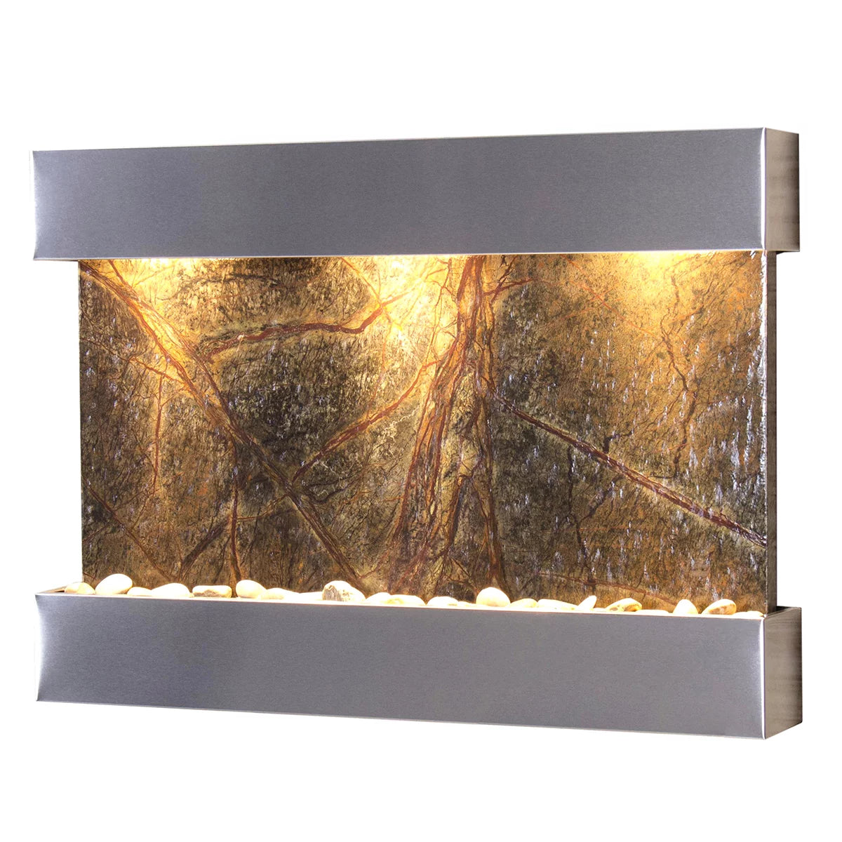 Adagio rcs2005 reflection creek stainless steel green-marble wall fountain