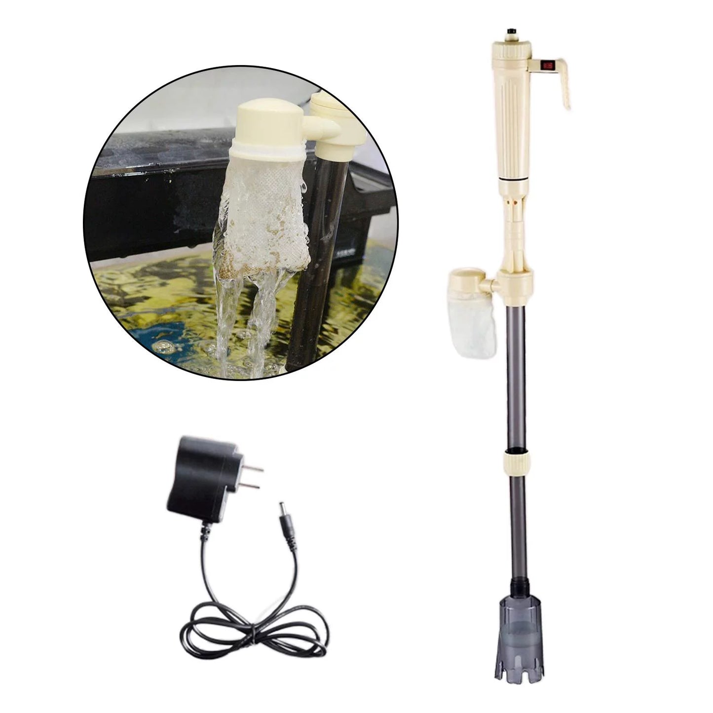 Automatic gravel cleaner, electric aquarium cleaner water filter, aquarium vacuum gravel cleaner for medium and large tanks