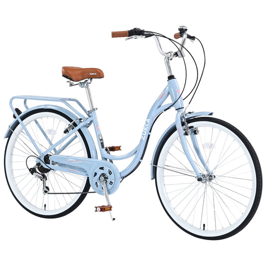 26" 7-speed adult bike for women, blue