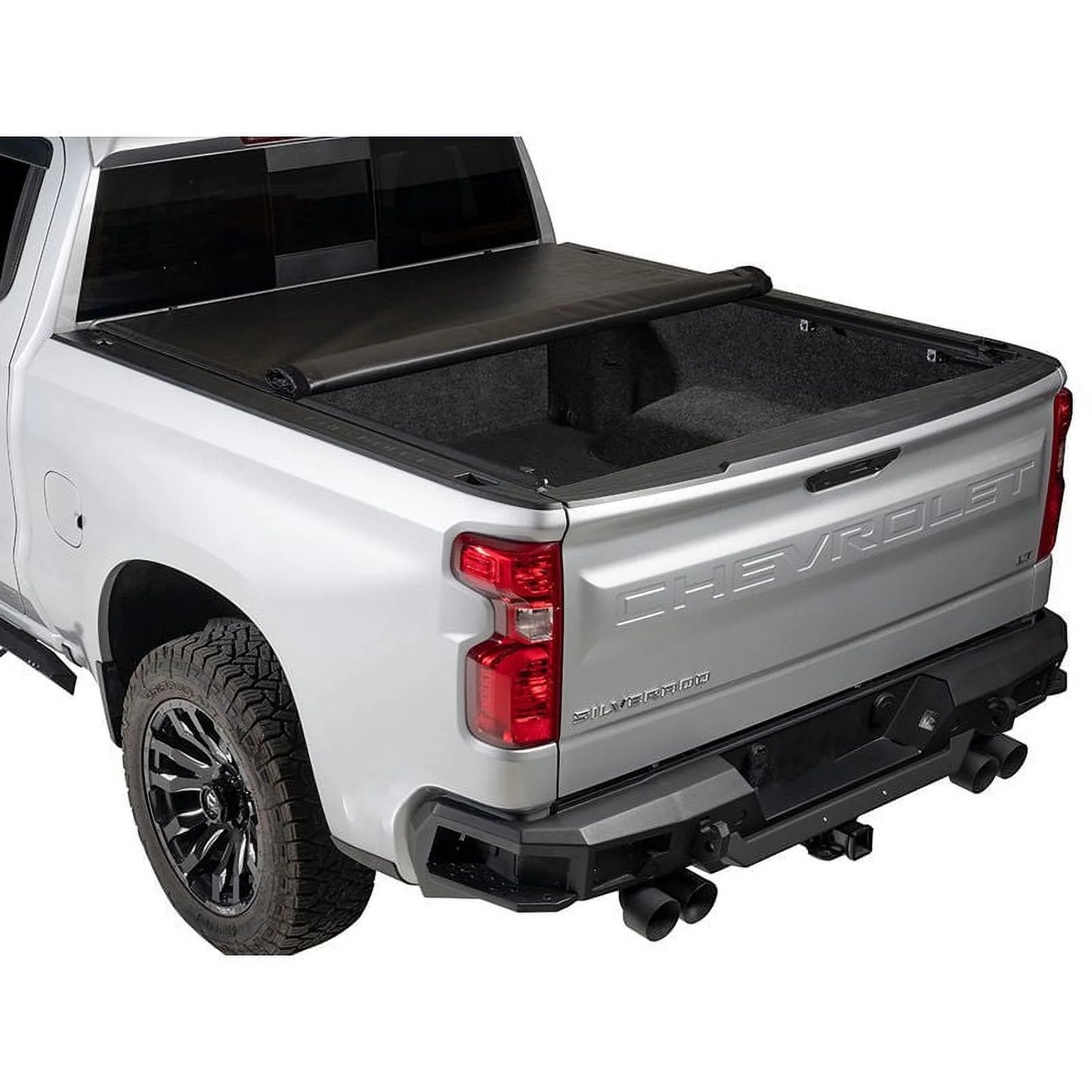 Tonno pro lo roll, soft roll-up truck bed tonneau cover | lr-1095 | fits 2019 - 2023 chevy/gmc silverado/sierra, works w/ multipro/flex tailgate 5' 10" bed (69.9")