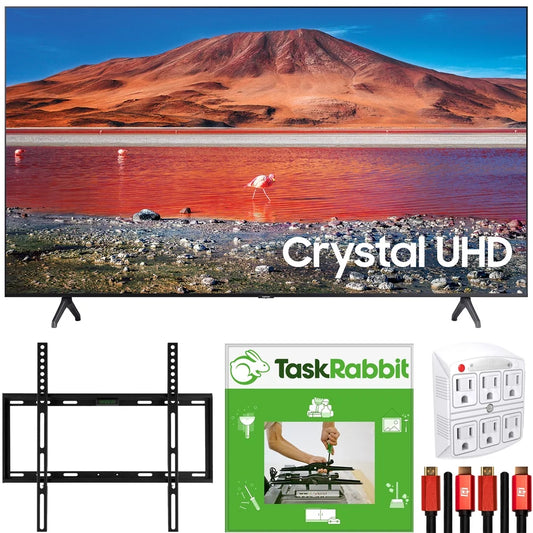 Samsung un58tu7000 58-inch 4k ultra hd smart led tv (2020 model) 360 design bundle with taskrabbit installation services + deco gear wall mount + hdmi cables + surge adapter