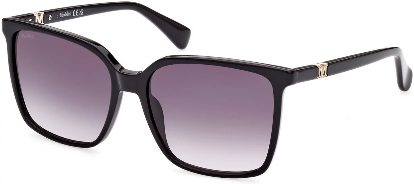 Sunglasses maxmara mm 0046 emme 11 01b shiny black, maxmaragram "m" / gradient s