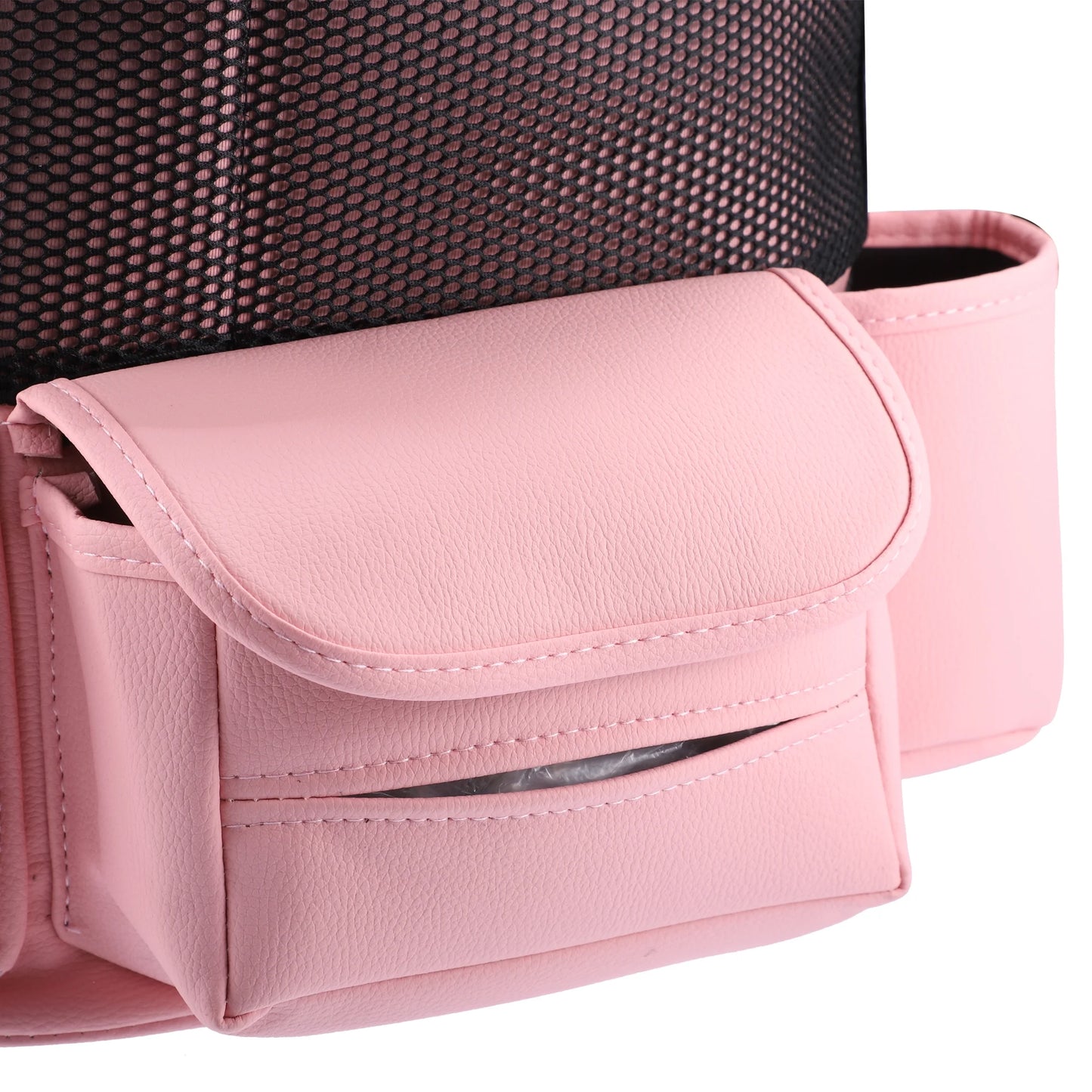 Unique bargains car large capacity seat organizer backseat multi pockets purse storage for car 37x25cm pink