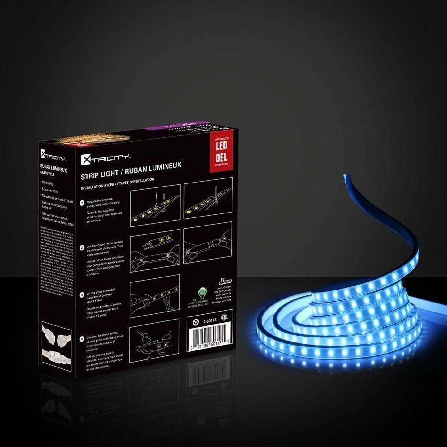 Xtricity flexible led strip 15 feet/8w-3'/120v/blue indoor and outdoor