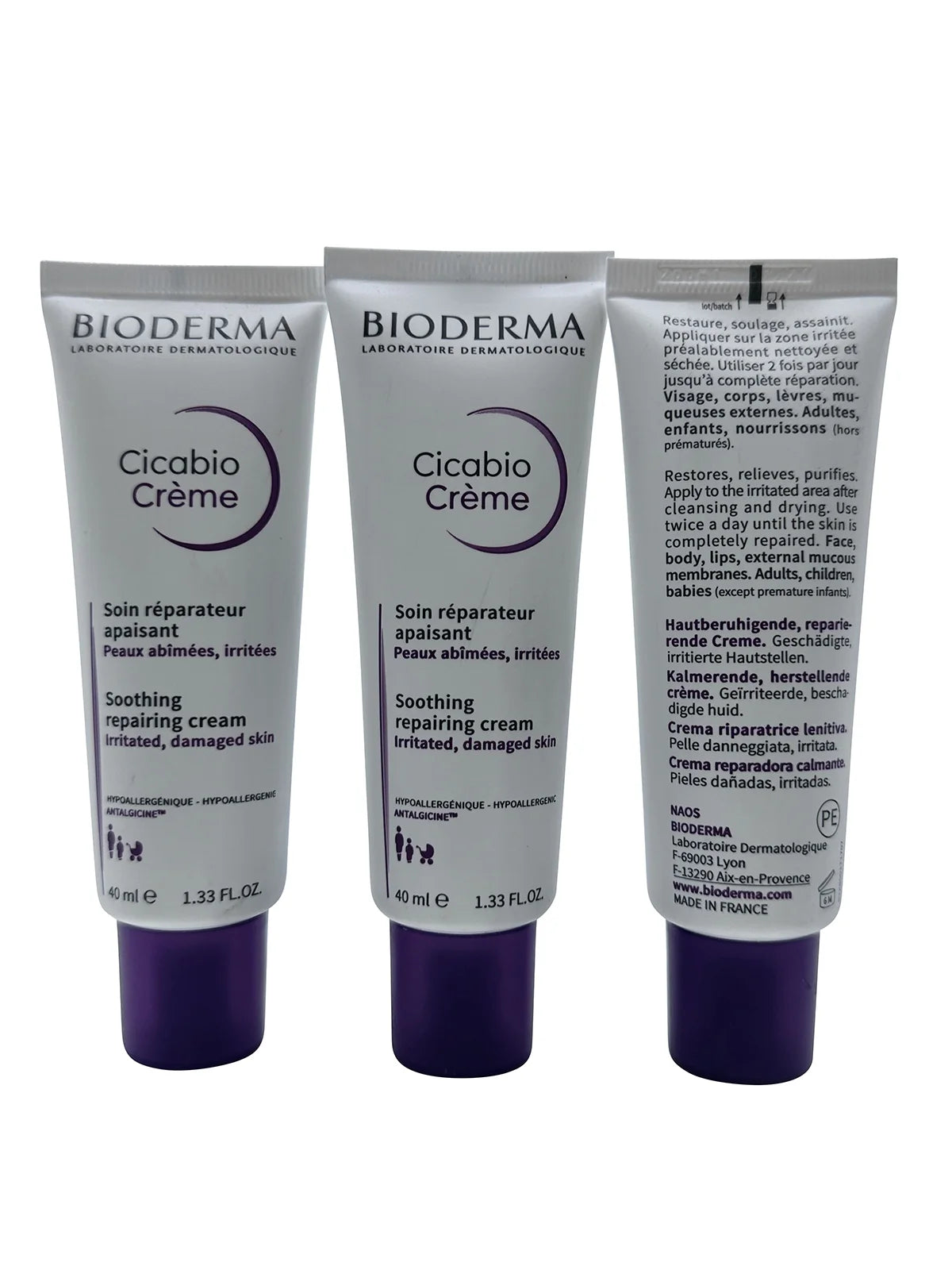 Bioderma cicabo cream soothing repairing cream irritated & damaged skin 1.33 oz set of 3