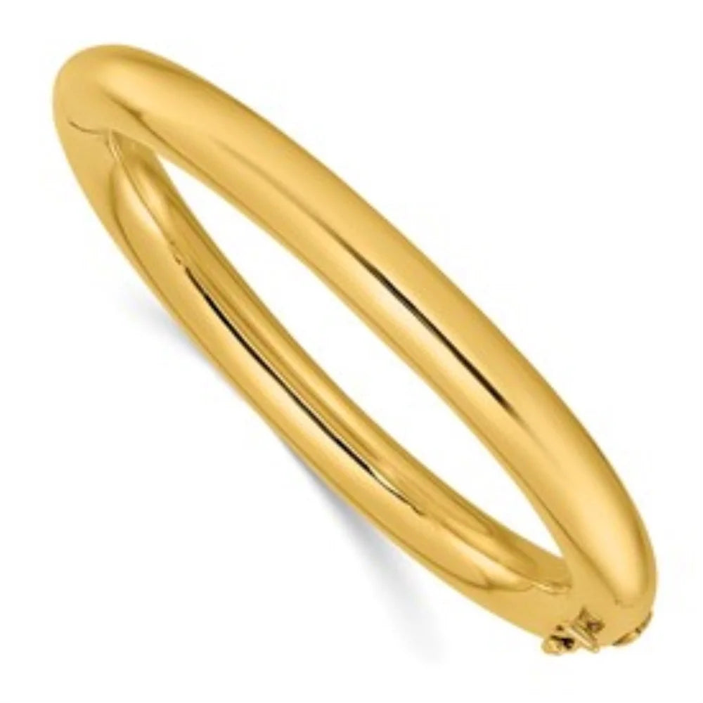 Auriga 14k yellow gold polished 8mm hinged bangle for men