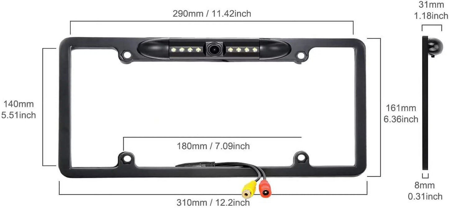 Backup camera rearview license plate frame for alpine ine-w960 inew960 black