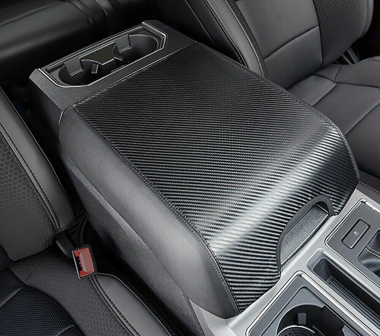 Teledu leather center console armrest cover pad protector f150 carbon