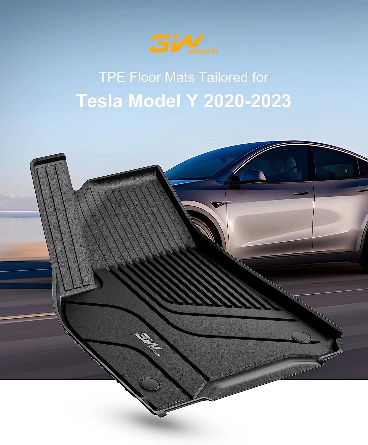 3w floor mats & cargo liner and storage mats for tesla model y 2020-2023 all-weather tpe car mats for tesla model y full set black floor mats and trunk mat custom fit for tesla 5-seater