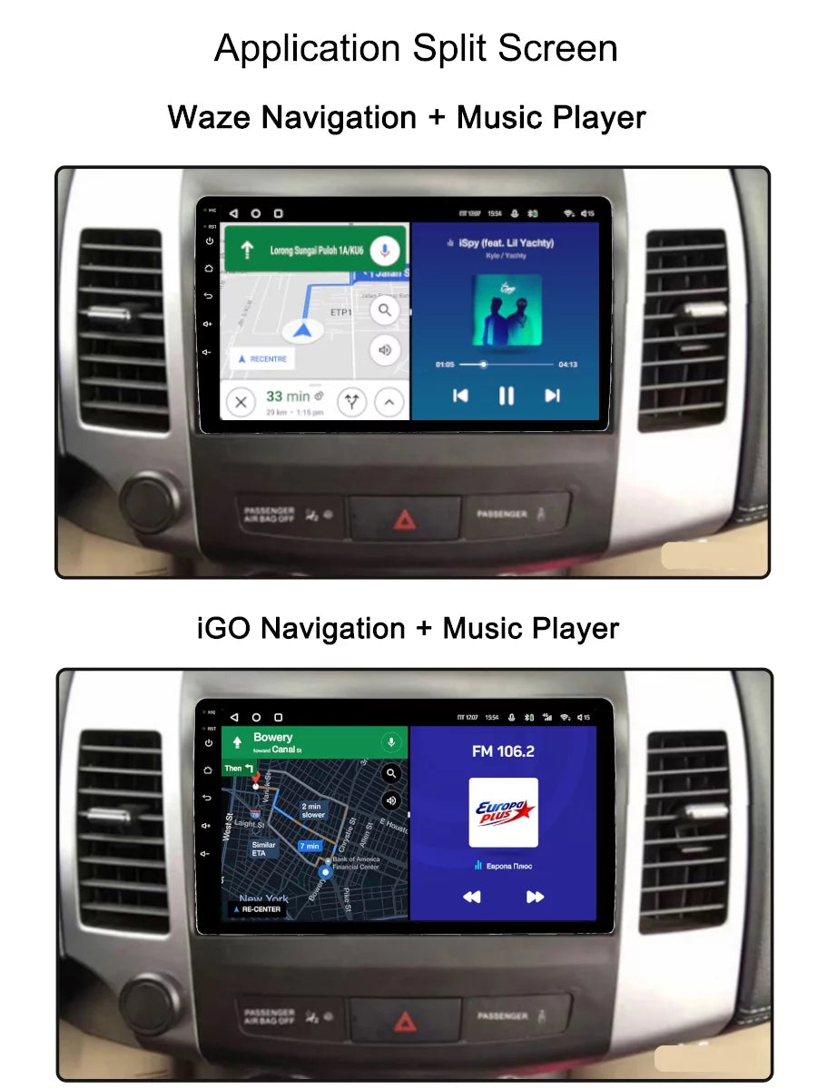 Carplay android auto car radio gps navgation for mitsubishi outlander 2 cw0w 2005 - 2013 android screen multimedia player