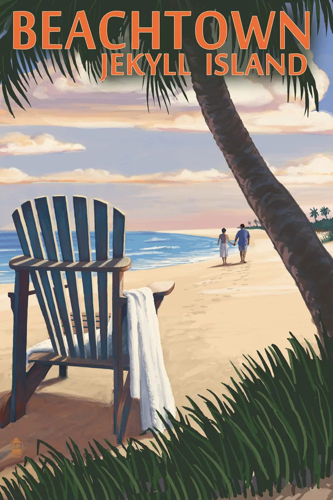 Beachtown, jekyll island, georgia, adirondack chair on the beach (19x27 inches, premium 500 piece jigsaw puzzle for adults and family, made in usa)