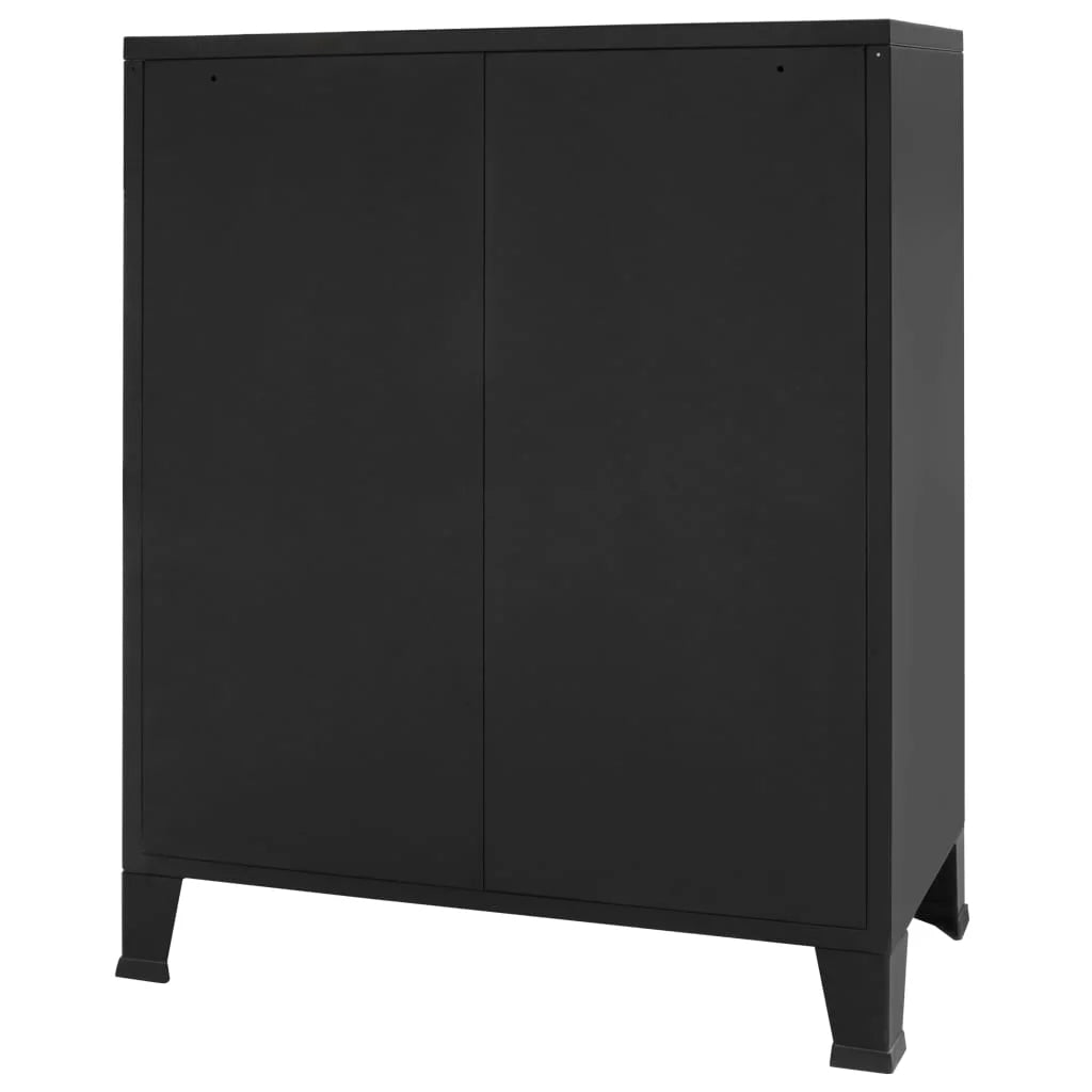 Anself industrial style 4 drawer dresser storage chest with handles metal end side cabinet bedroom living room entryway hallway furniture decor 30.7 x 15.7 x 36.6 inches (w x d x h) black