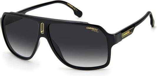 Carrera men's 1030/s rectangular sunglasses, black/gray shaded, 62mm, 11mm