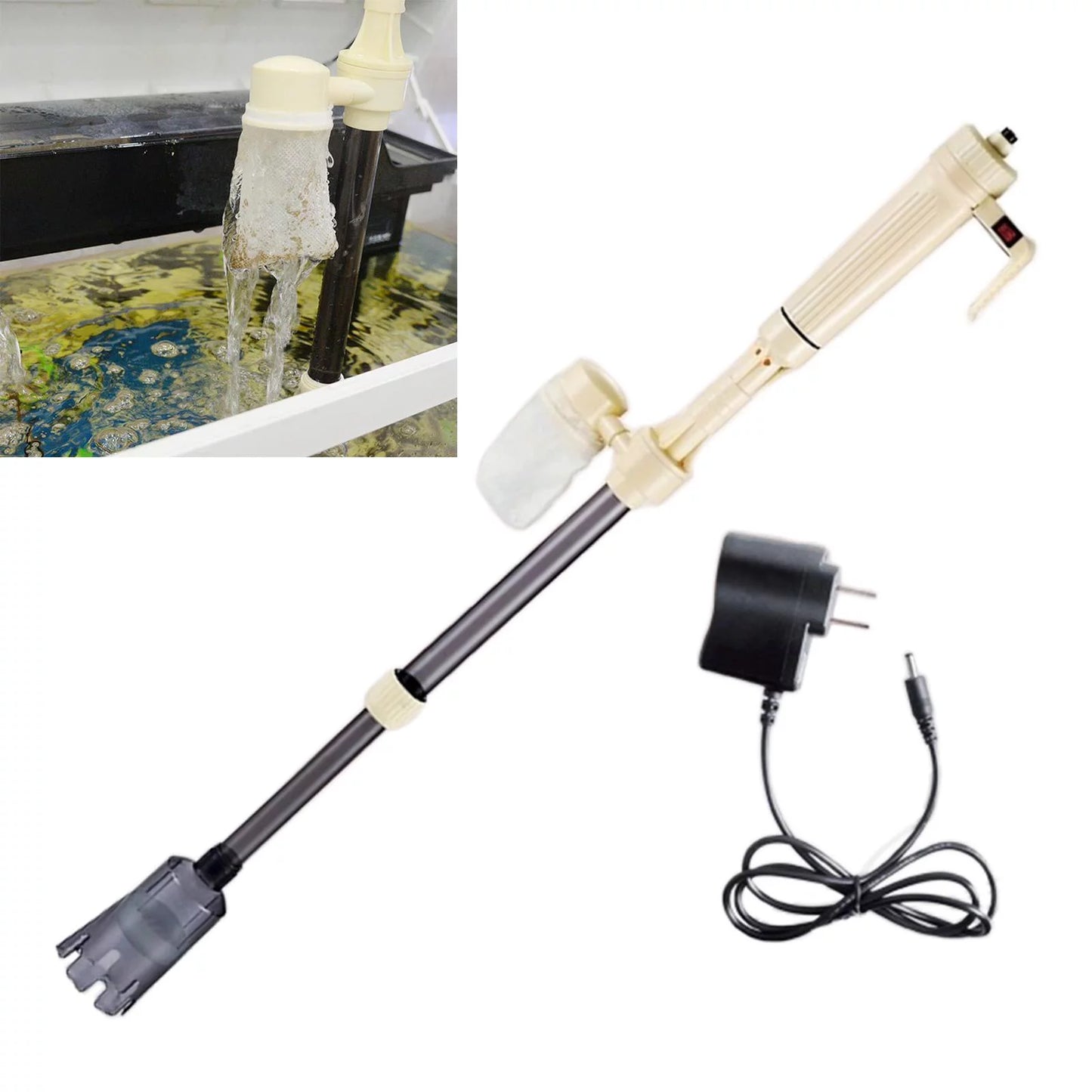 Automatic gravel cleaner, electric aquarium cleaner water filter, aquarium vacuum gravel cleaner for medium and large tanks