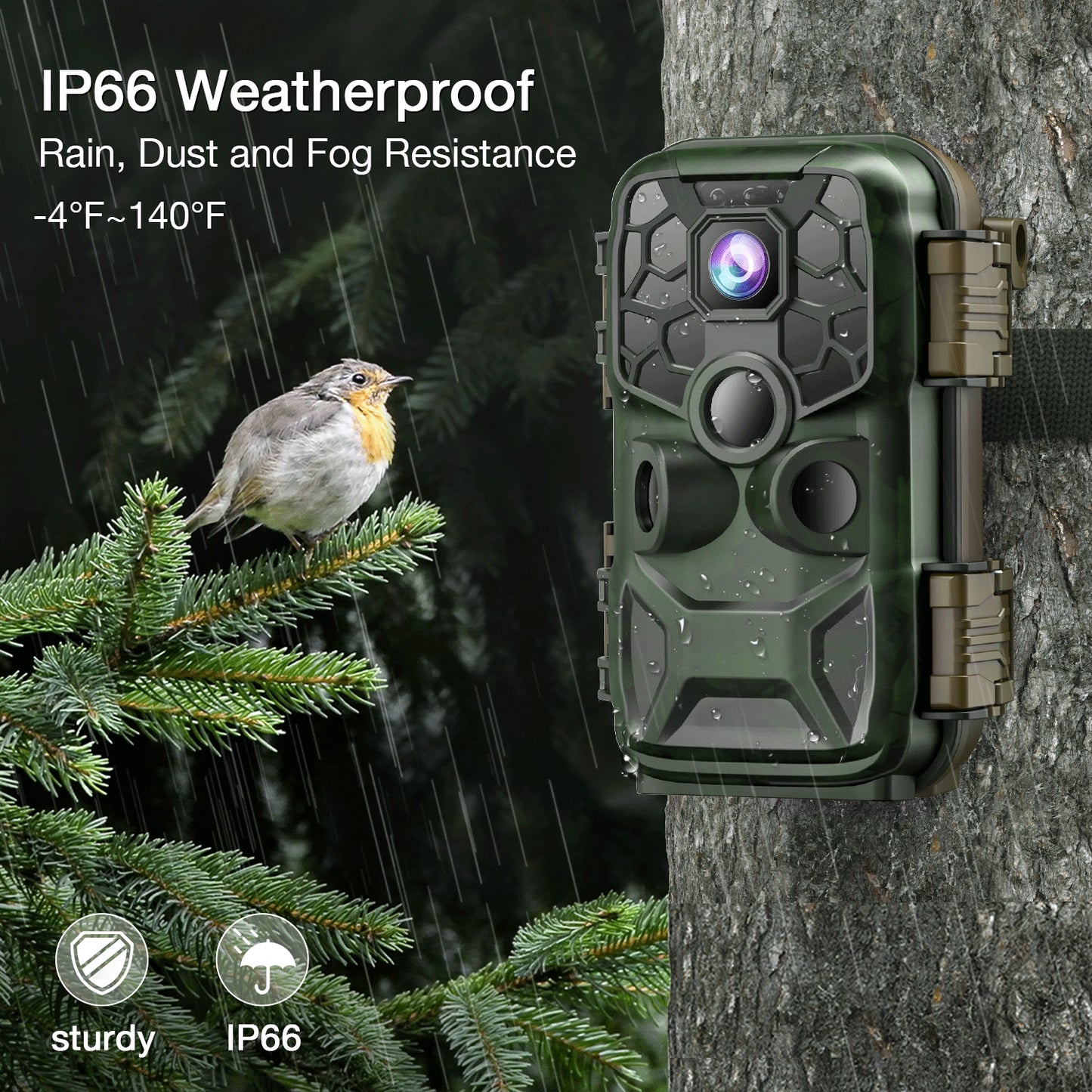 Campark 42mp native 4k 30fps trail game camera wifi bluetooth hunting deer camera with night vision 3 pir sensor waterproof ip66 motion activated 120° wide angle trail cam for wildlife monitoring