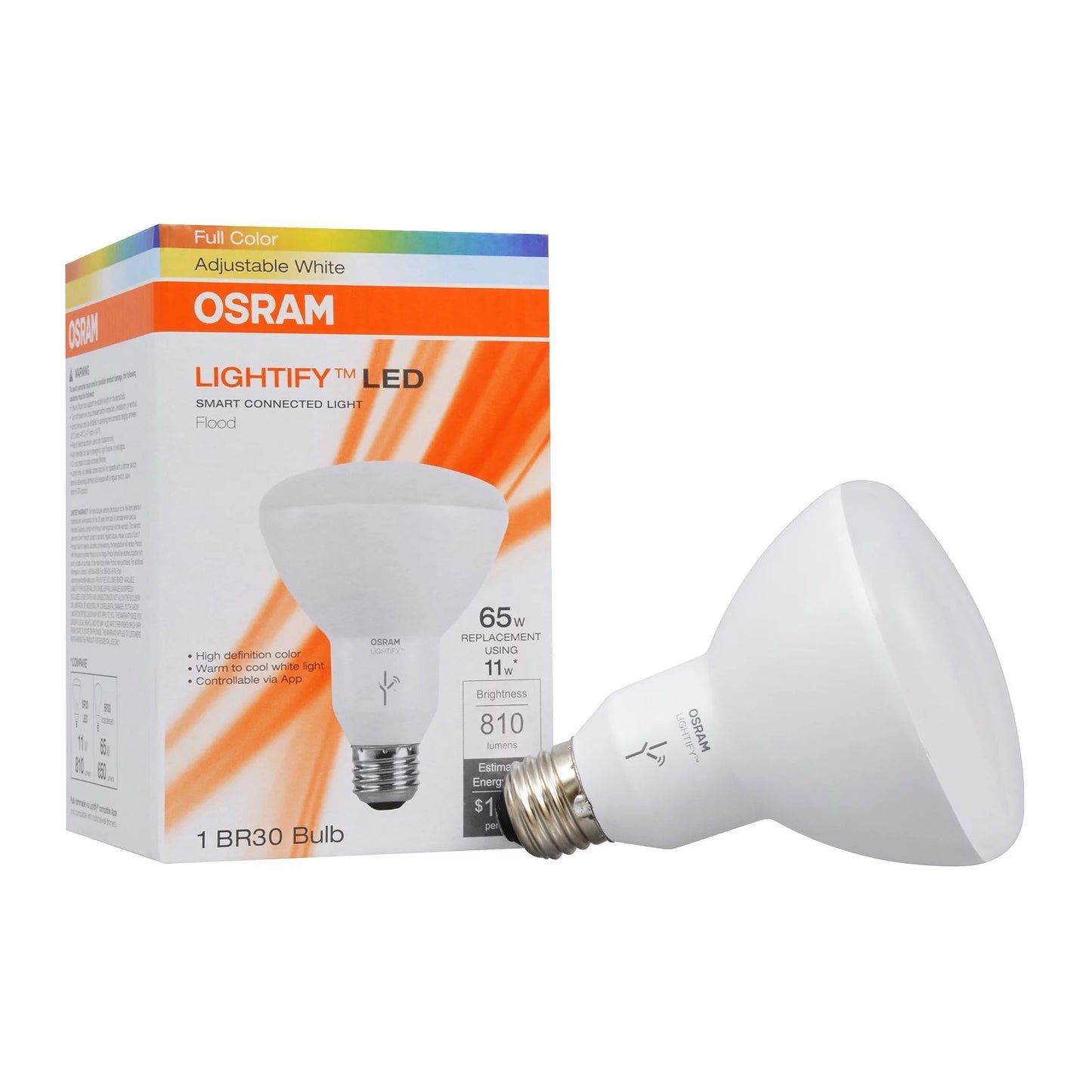 Sylvania smart+ zigbee 65w equivalent full color br30 high cri led light bulb, 2-count