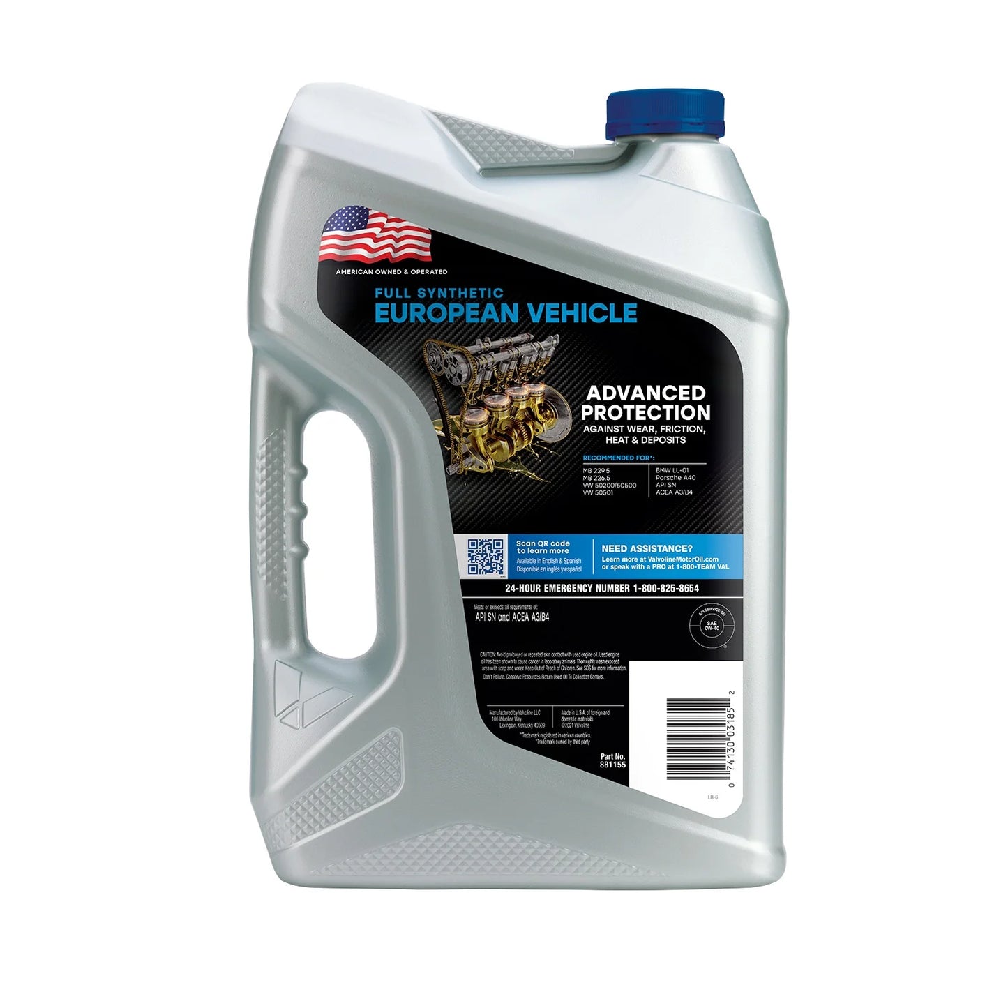 Valvoline european vehicle full synthetic 0w-40 motor oil 5 qt