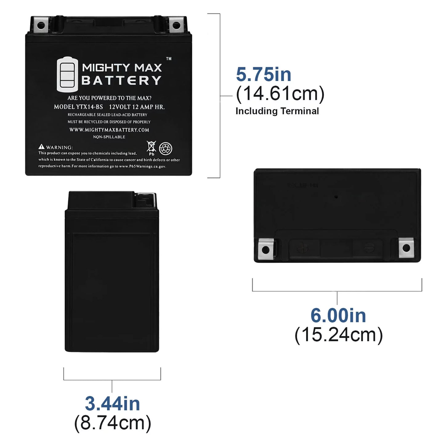 Ytx14-bs replacement battery for buell xb12x ulysses (06-'09)