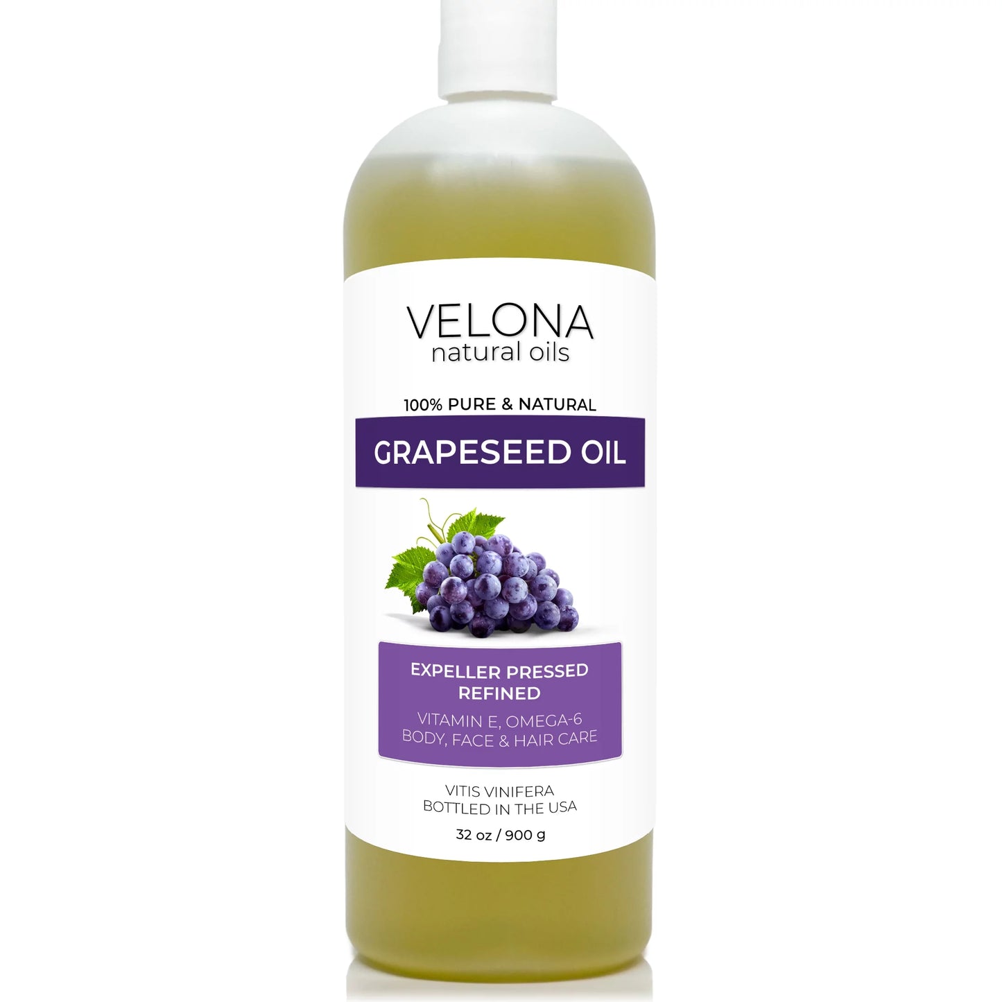 Velona grapeseed oil - 32 oz | 100% pure and natural carrier oil | refined, cold pressed | cooking, skin, face, body, hair care