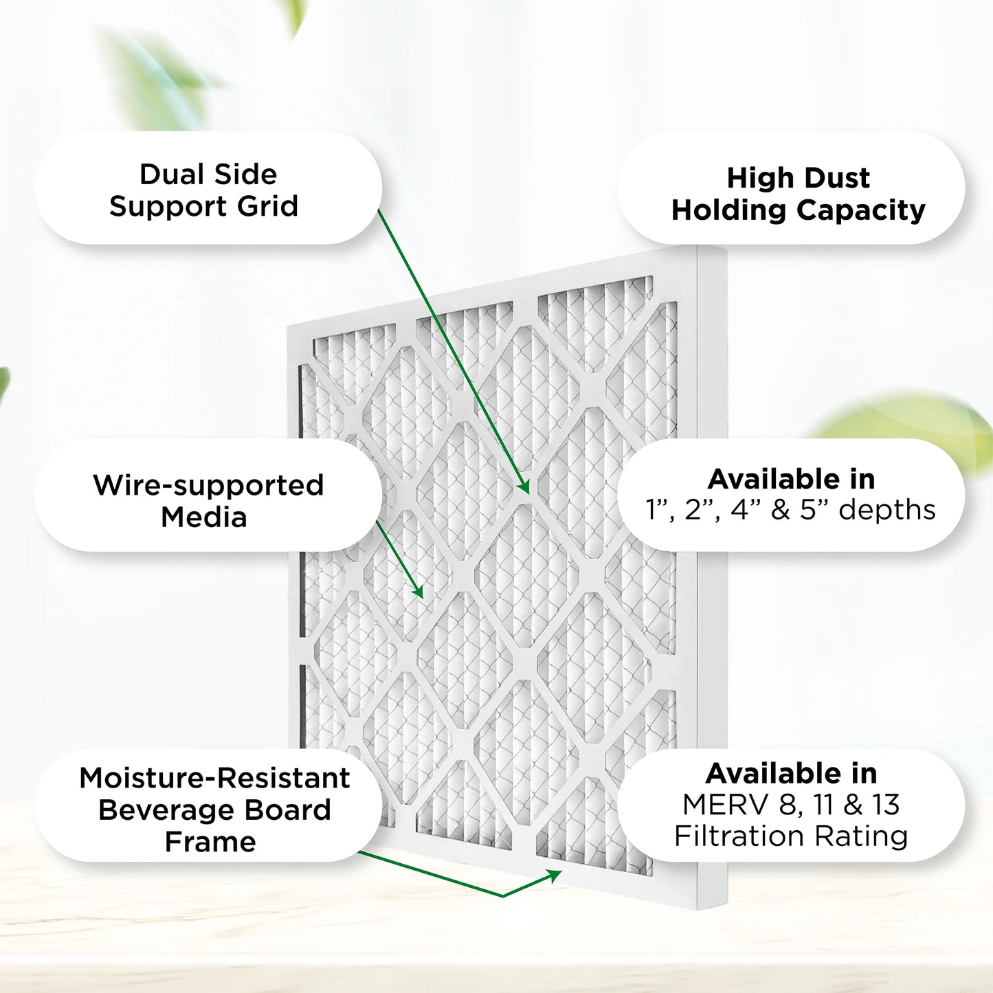 18x24x2 merv 11, mpr 1000 pleated ac furnace 2" air filters by pamlico. case of 12. actual size: 17-3/8 x 23-3/8 x 1-3/4