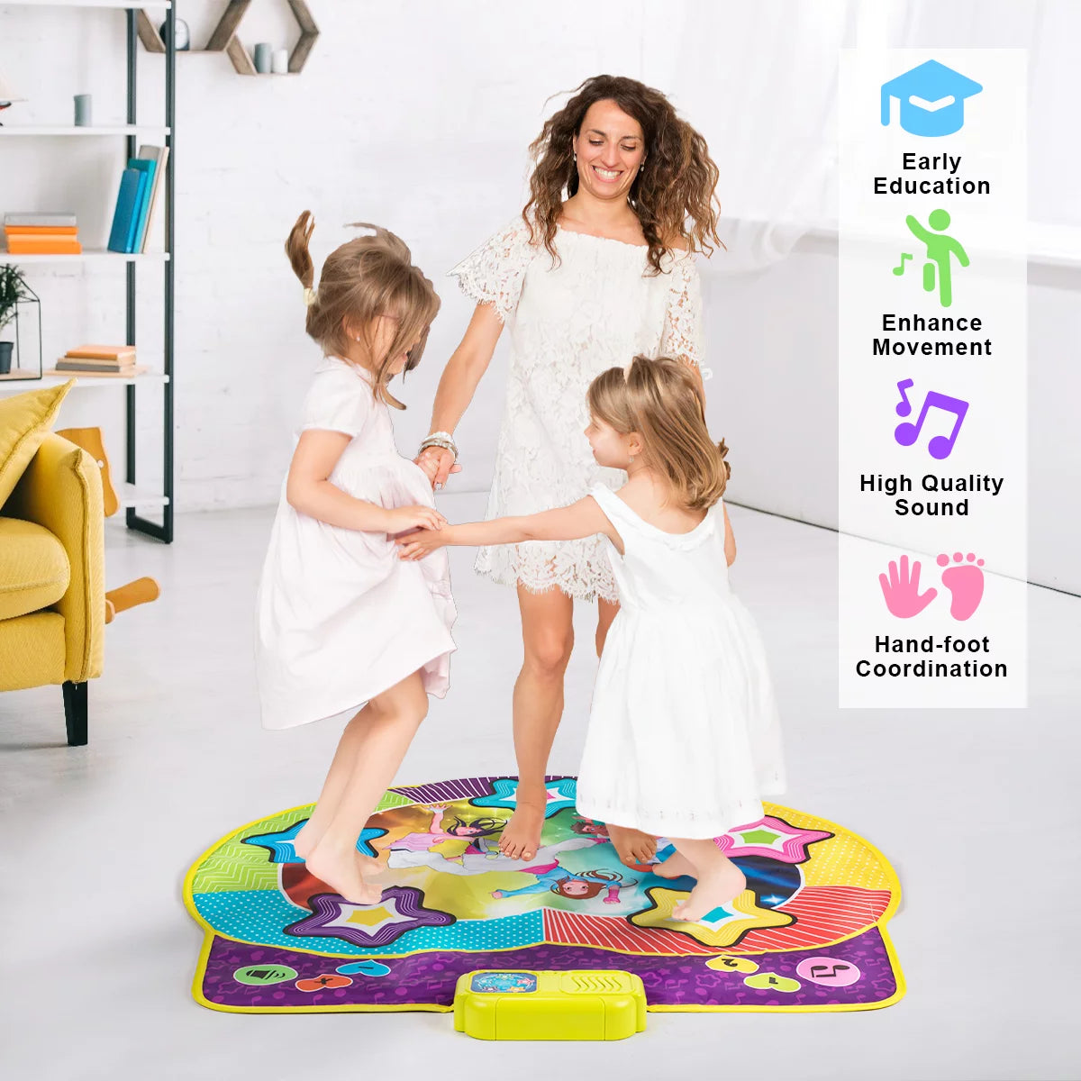 Unih dance mat for boys girls kids ages 3 4 5 6 7 8 9 10, dance game with music toy gift for kids ages 4-8