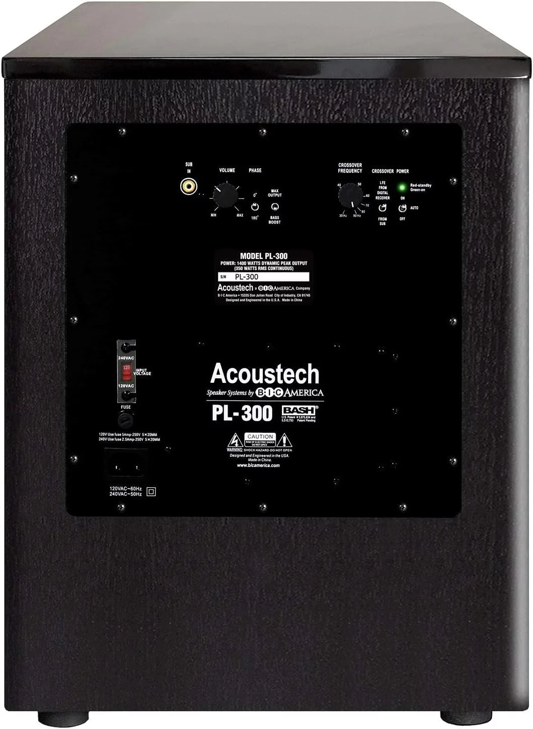 B i c acoustech elite series pl-300 12 inch powered subwoofer-1400w with tri-tuned ports and bass boost feature for room shaking bass down to 15hz