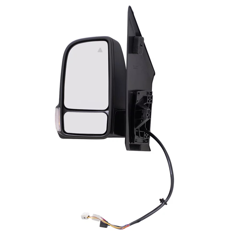 Brock replacement driver side power mirror textured black with heat, signal, blind spot detection & power fold w/o camera compatible with 2019-2020 sprinter cargo 1500/2500/3500 (907)