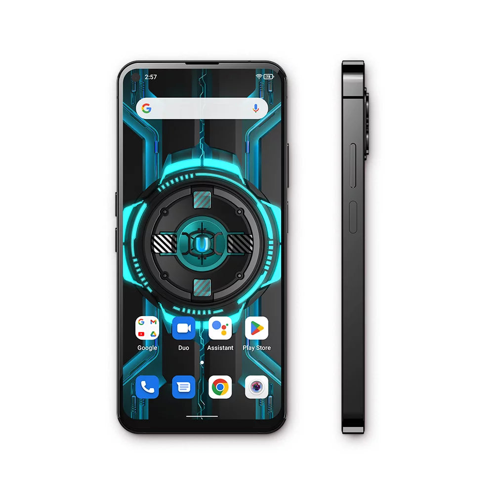 Unihertz luna (black) - colorful led light, android 12 4g smartphone, 108mp camera, 5000 mah battery and fast charging, nfc, unlocked smartphone with industrial transparent back design