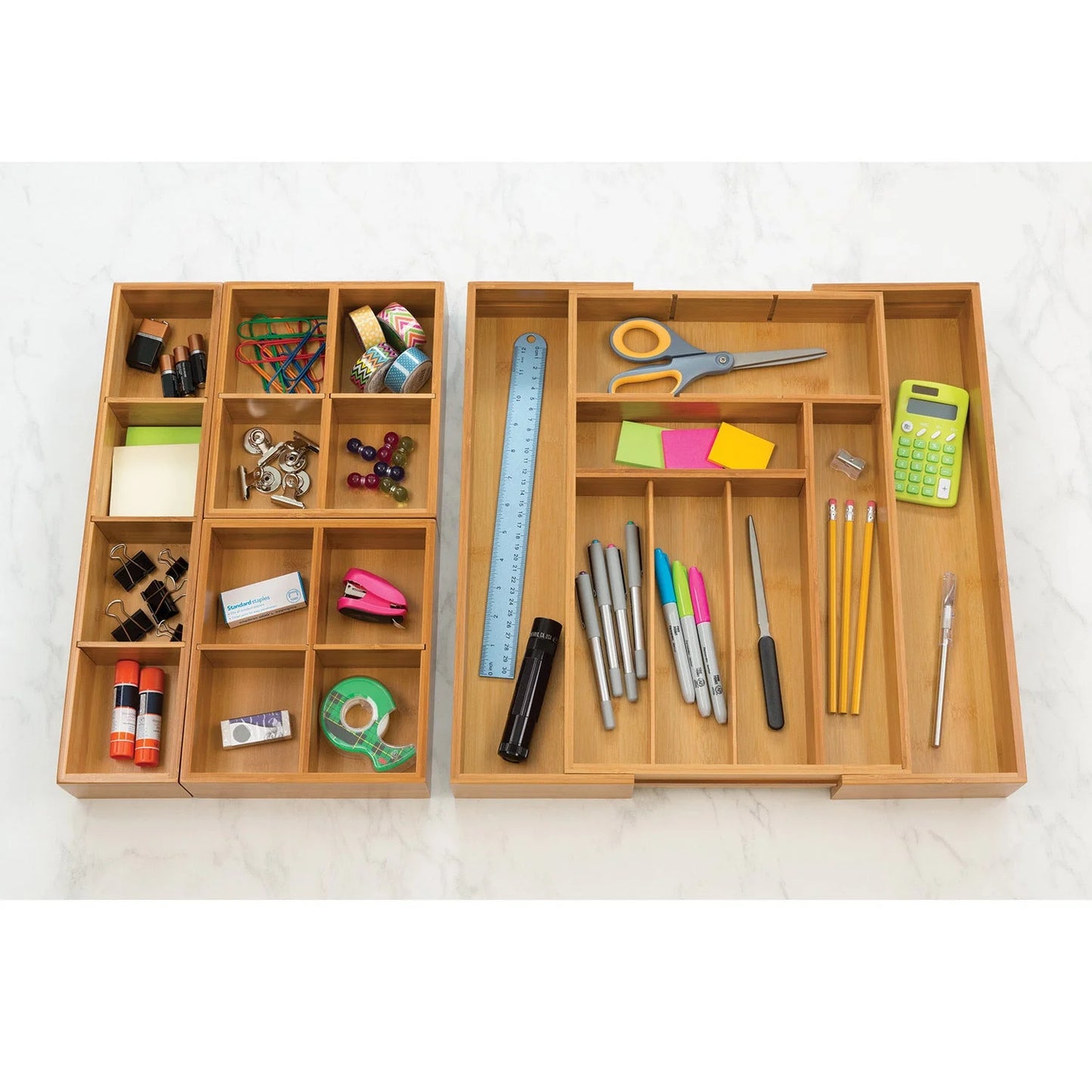 Classics 4-piece expandable bamboo drawer organizer set