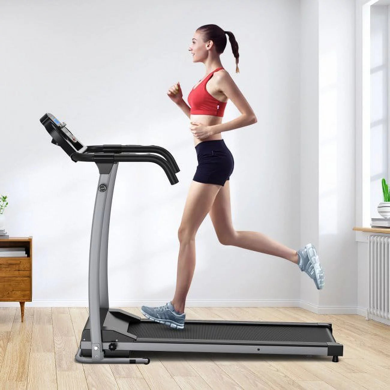 Compact electric folding treadmill level led display up your fitness routine