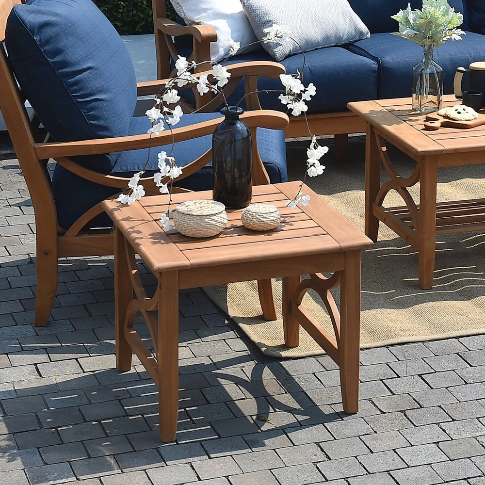 Cambridge casual  lowell teak patio side table weathered gray