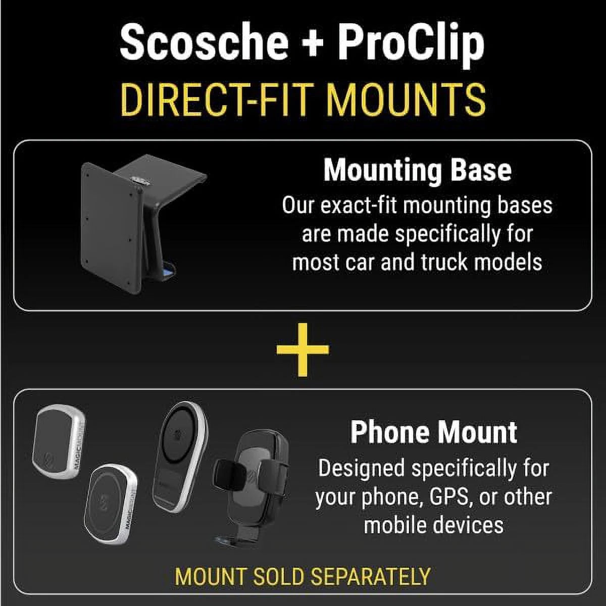 Scosche pc854957 proclip center dash mount compatible with 2014-2021 toyota tundra trucks (mounting base only)