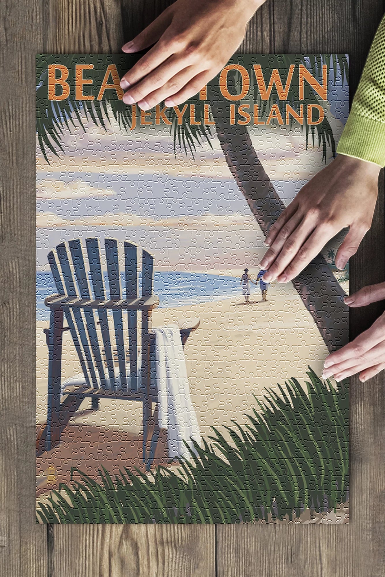 Beachtown, jekyll island, georgia, adirondack chair on the beach (19x27 inches, premium 500 piece jigsaw puzzle for adults and family, made in usa)