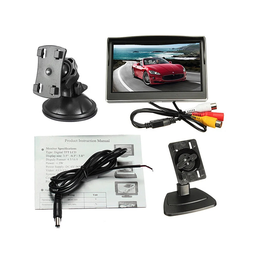 5 inch tft lcd color mirror monitor for car reverse rear view backup camera car dvd  kit (black)