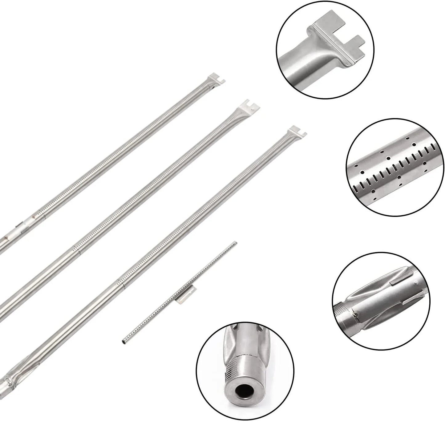 67820 67722 grill burner tube set replacement for weber genesis 300 series (2007-2010), genesis e310 e320 s310 s320 ep310 ep320 grills with side control knobs, 34-1/4 inch stainless steel grill burner