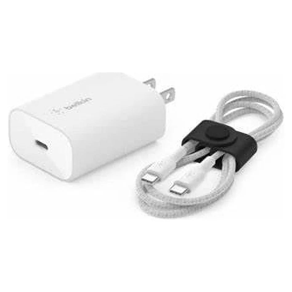 Belkin boost charge pd (25w) pps usb-c wall charger with braided c-c cable and strap