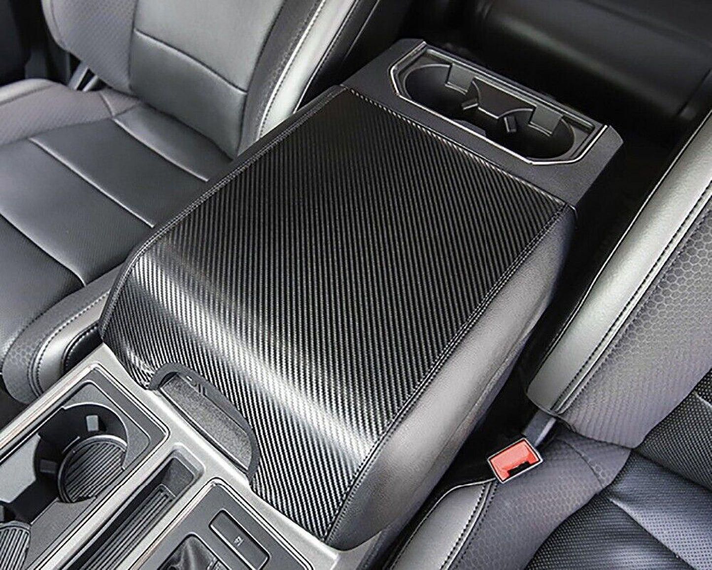 Teledu leather center console armrest cover pad protector f150 carbon